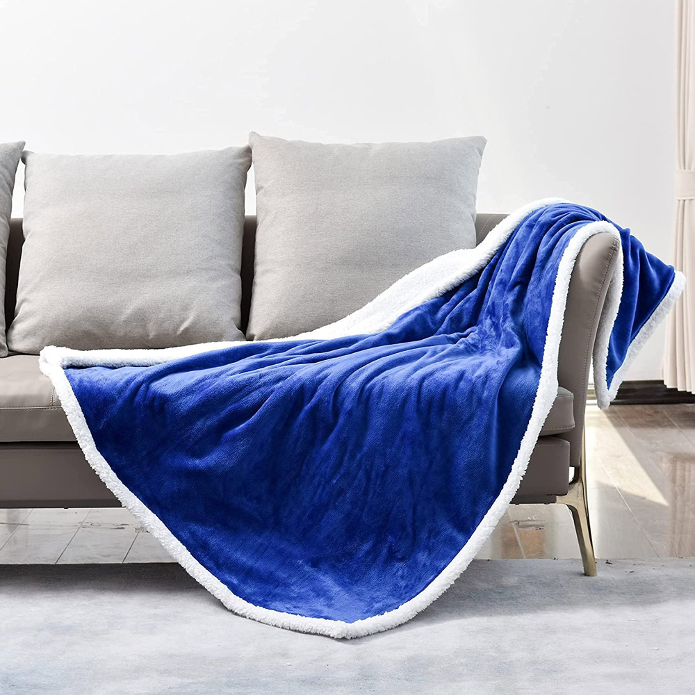 GlamHaus Dark Blue Electric Throw Image 2