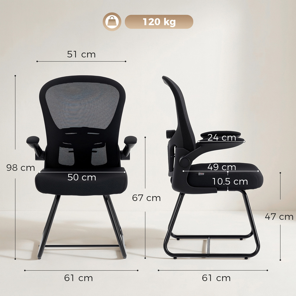HOMCOM Black Reception Office Chair with Flip-up Armrest Image 8