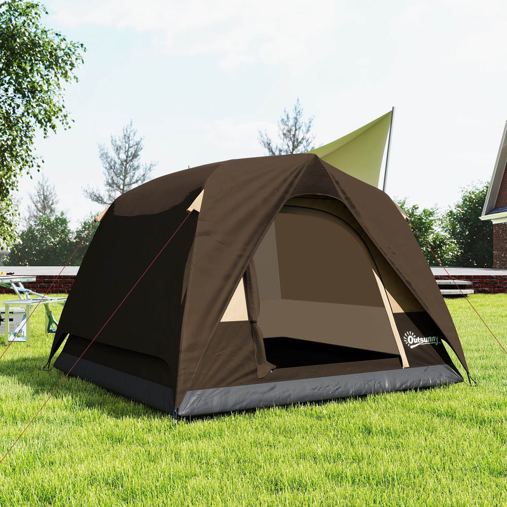 Outsunny 3-4 Person Brown Waterproof Camping Tent Image 2