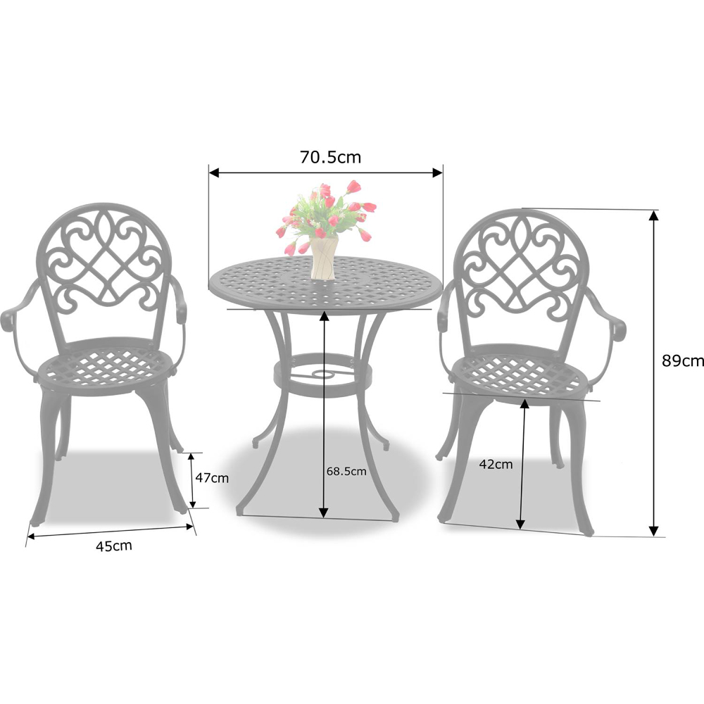 Centurion Prego 2 Seater Black Round Garden Bistro Table Image 5
