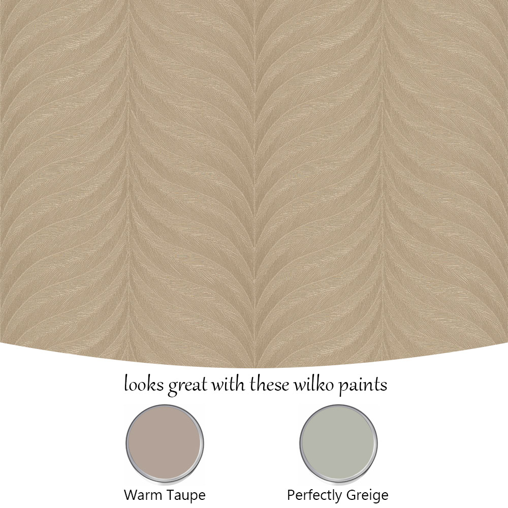 Grandeco Boutique Collection Organic Feather Gold Embossed Wallpaper Image 4