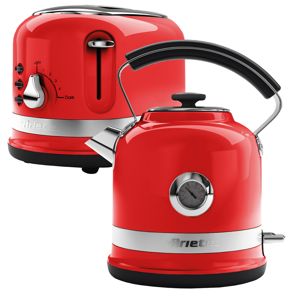 Ariete ARPK30 Moderna Red Kettle and 2 Slice Toaster Set Image 1