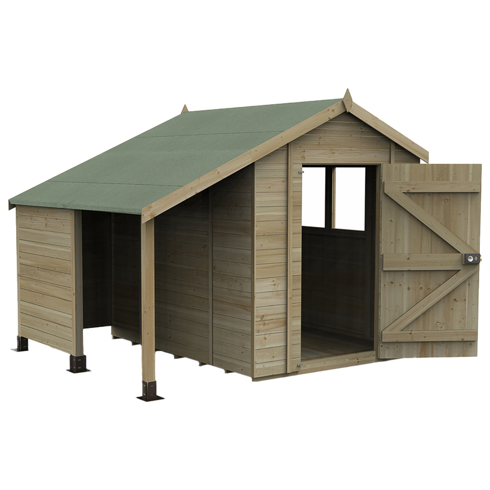 Forest Garden Timberdale 6 x 8ft Double Door Apex Shed with Log Store Image 2