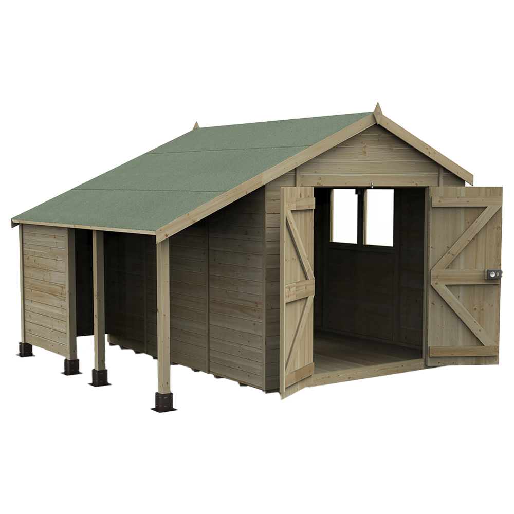 Forest Garden Timberdale 10 x 8ft Double Door Reverse Apex Shed with Log Store Image 3