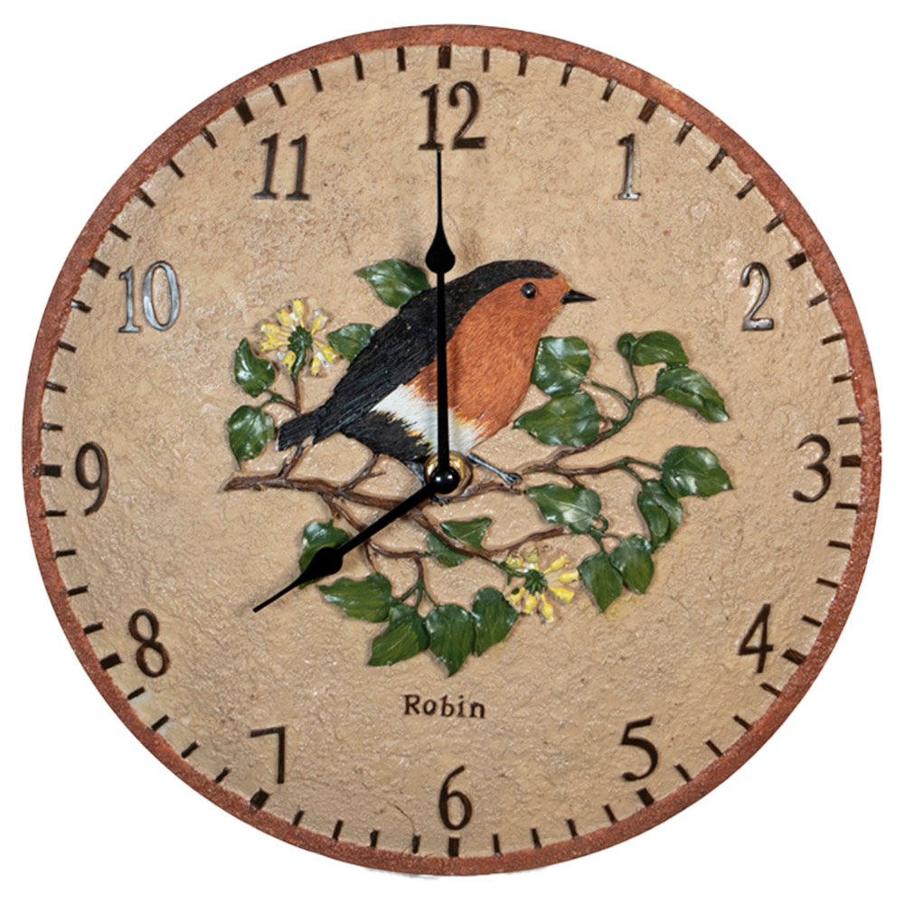 St Helens Robin Design Outdoor Garden Clock 30cm Image 1