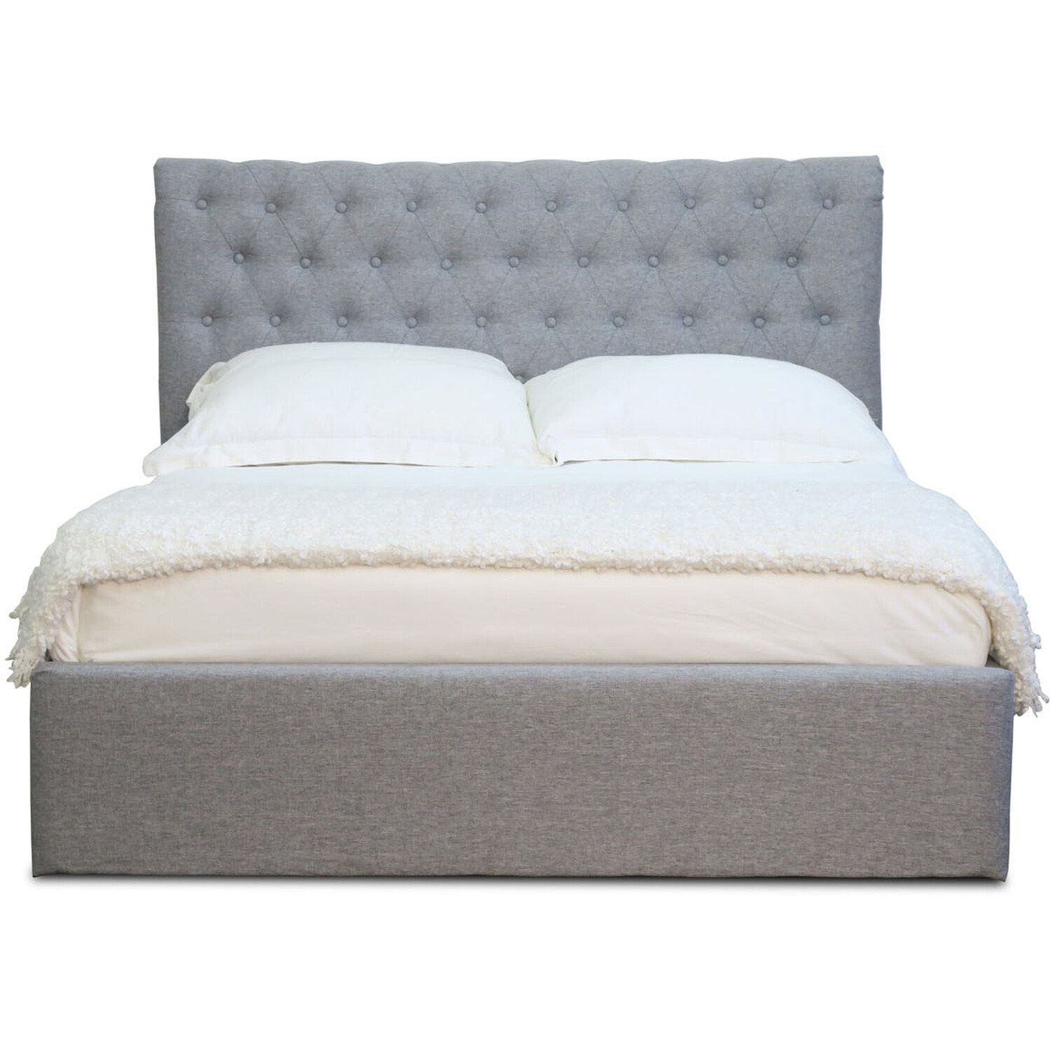 Harper Double Grey Fabric Ottoman Bed Image 2