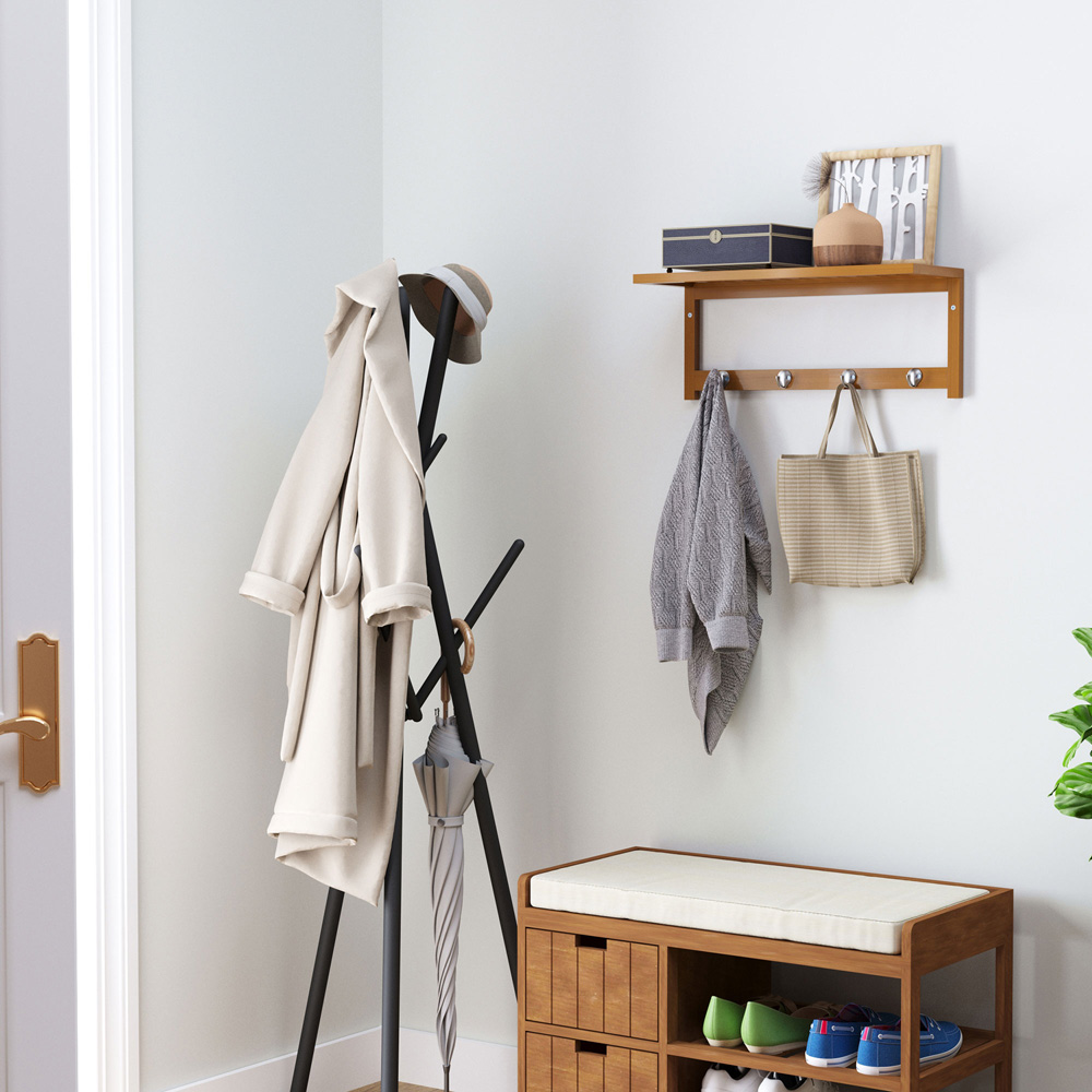 Portland 50cm Floating Storage Shelf with 4 Hooks Image 2