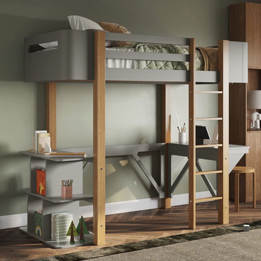 Flair Kyoto Grey and Oak High Sleeper with Desk Image 1