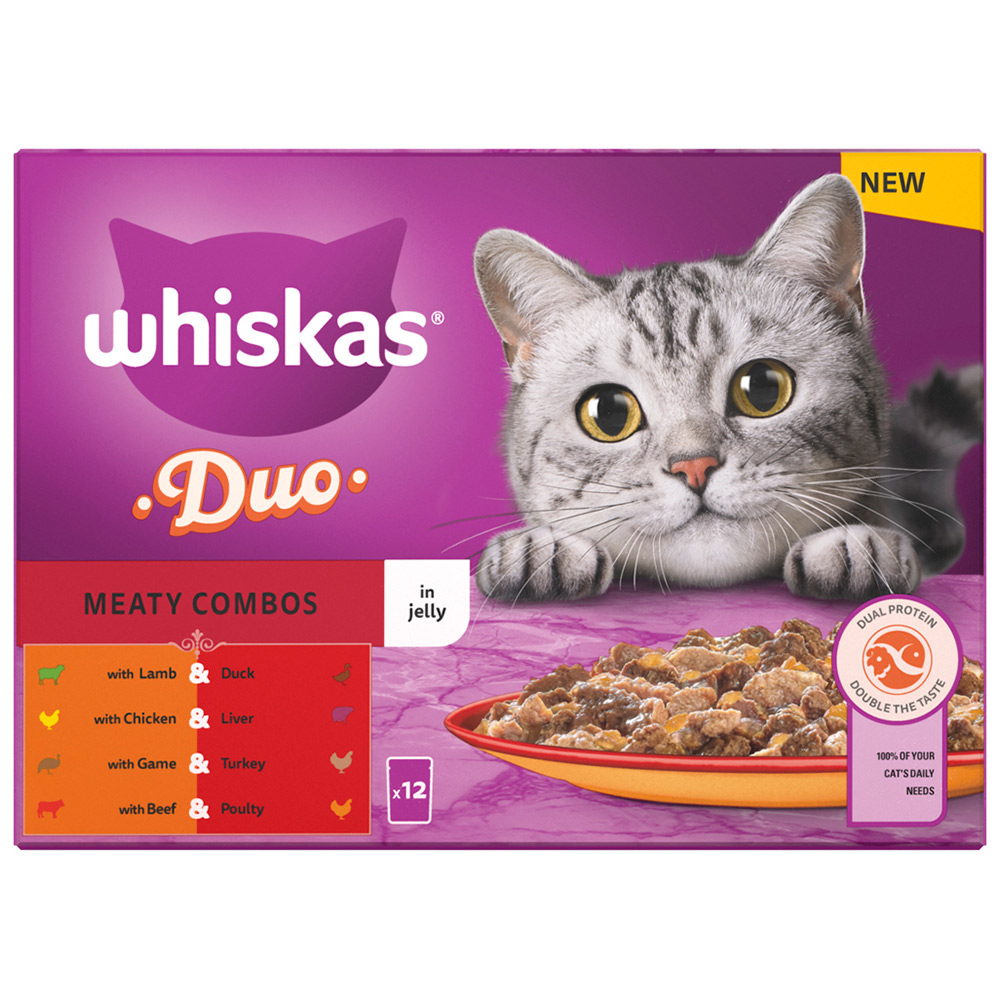 Whiskas Adult Cat Wet Food Pouches Meaty Combo in Jelly 12 x 85g Image 4