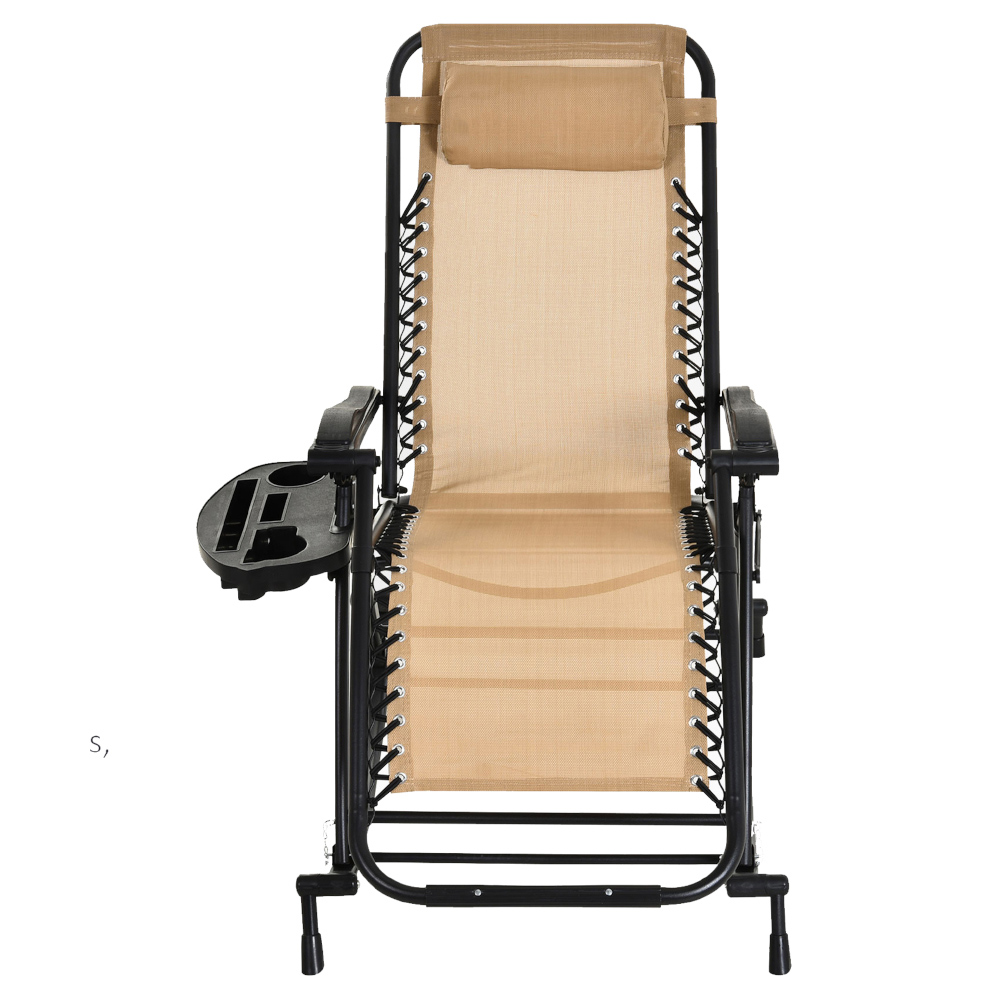 Outsunny Texteline Beige Zero Gravity Rocking Recliner Chair Image 5