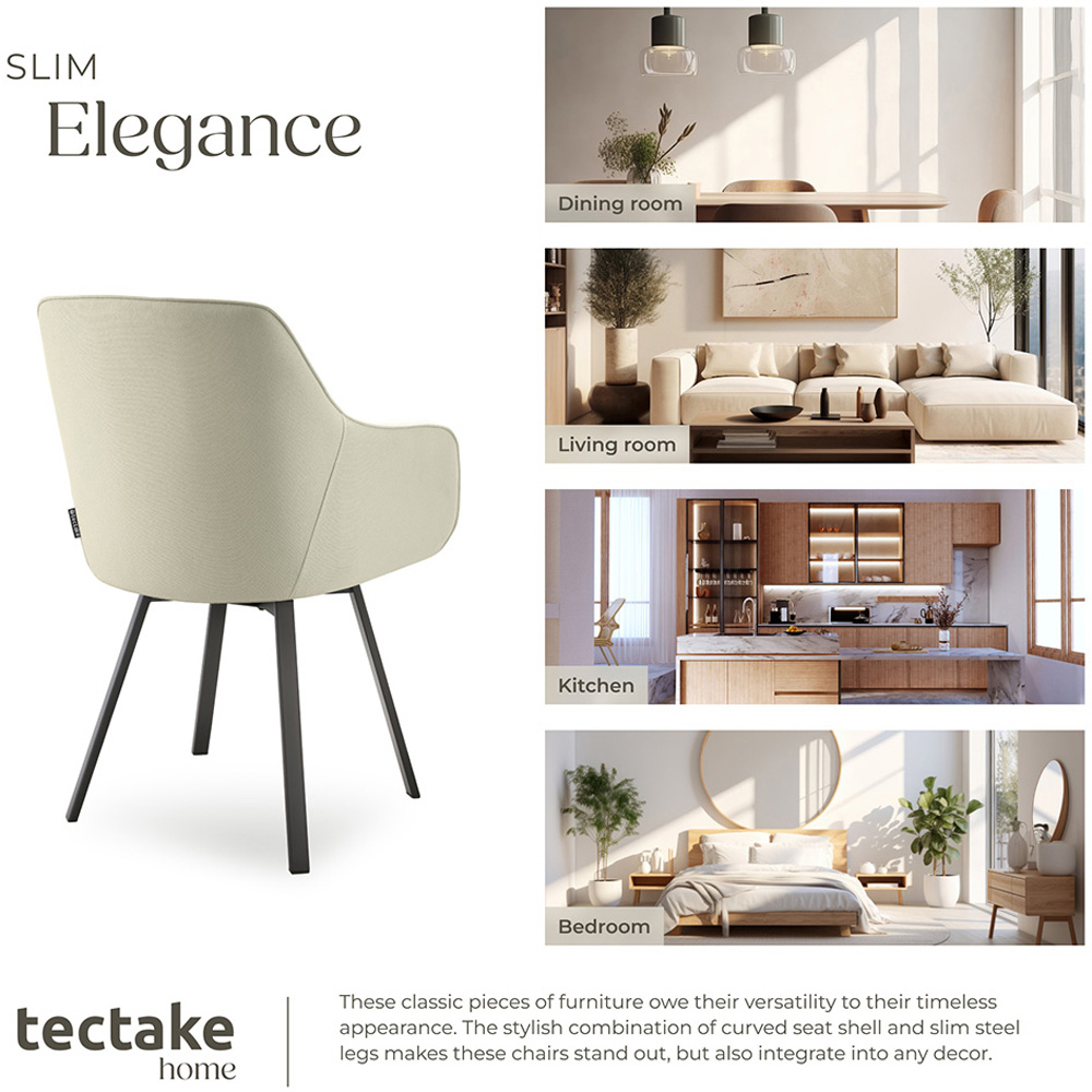 tectake Alicon Set of 2 Greige Dining Chair Image 7