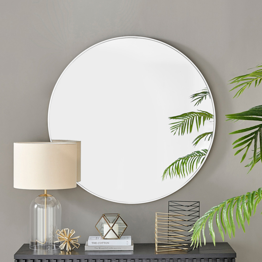 Furniturebox Emma Round White Frame Wall Mirror 100cm Image 6