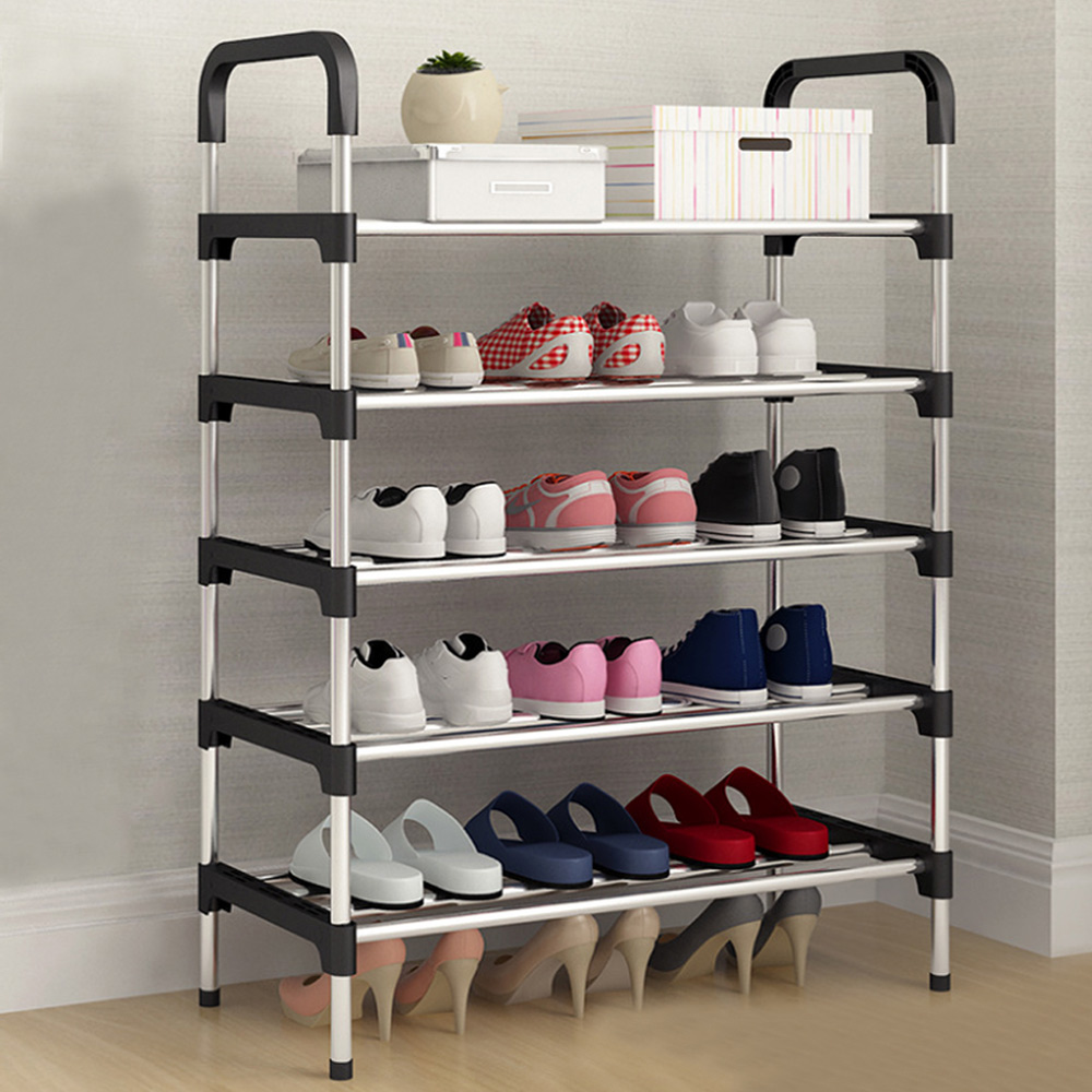 Living and Home 5-Tier Black Metal Shoe Rack Image 5