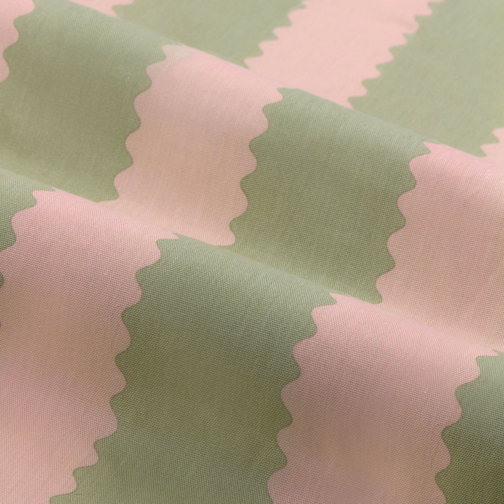 Furn Birdie Pink and Green Stripe Cotton Fully Lined Pencil Pleat Curtains 168 x 137cm Image 5