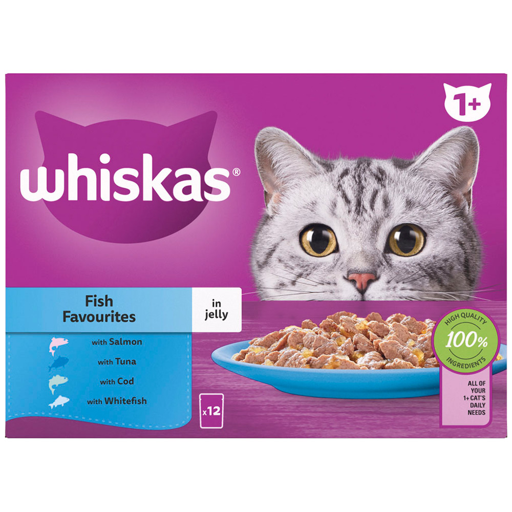 Whiskas Adult Wet Cat Food Pouches Fish in Jelly 12 x 85g Image 4