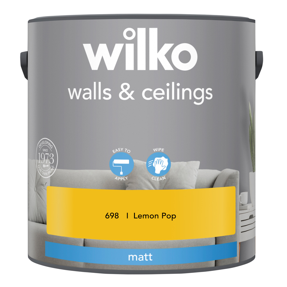 Wilko Walls & Ceilings Lemon Pop Matt Emulsion Paint 2.5L Image 2