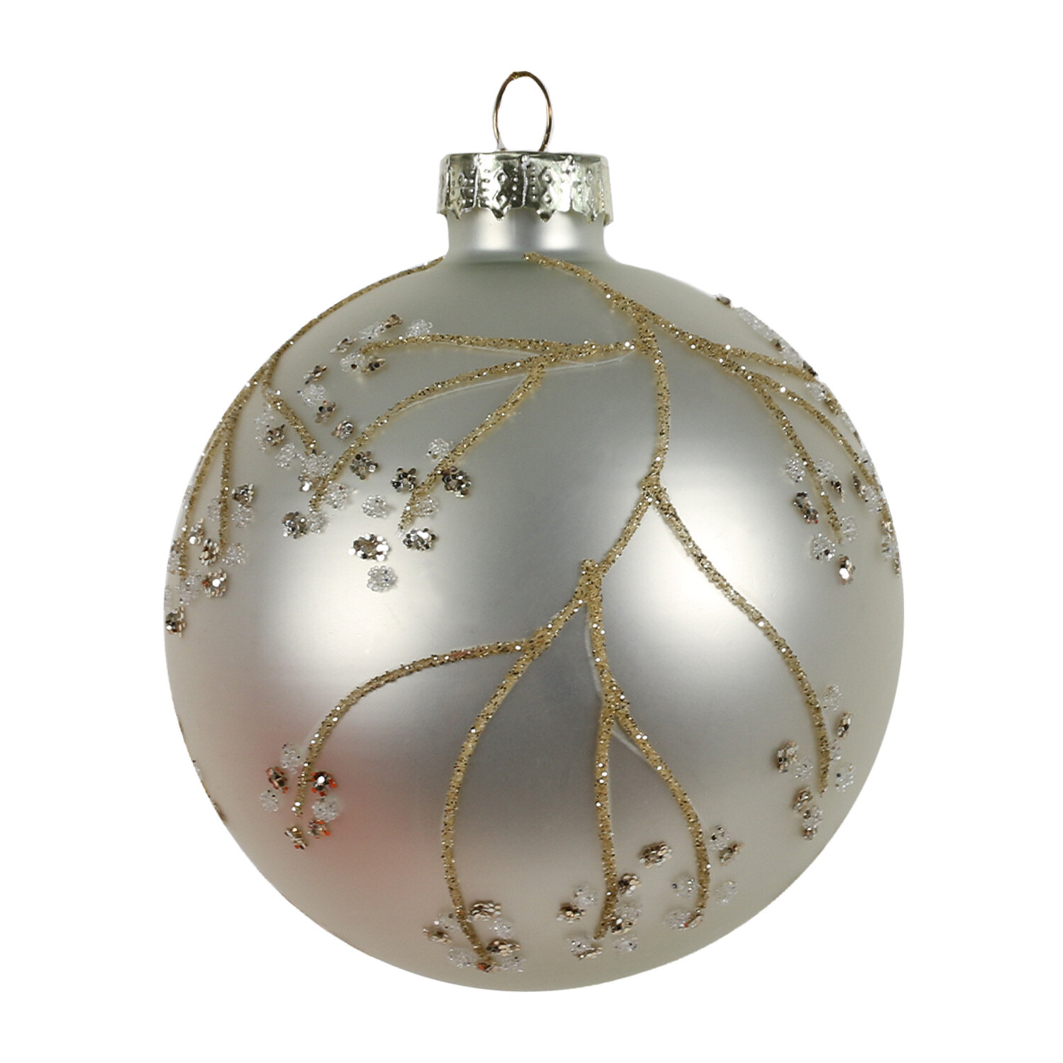 Silver Gold Glitter Embellished Bauble - Silver Image 2