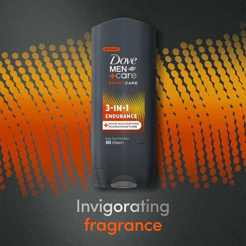 Dove Men + Care Hair 3 in 1 Endurance Micro Moisture Face and Body Wash 400ml 3 Pack Image 4