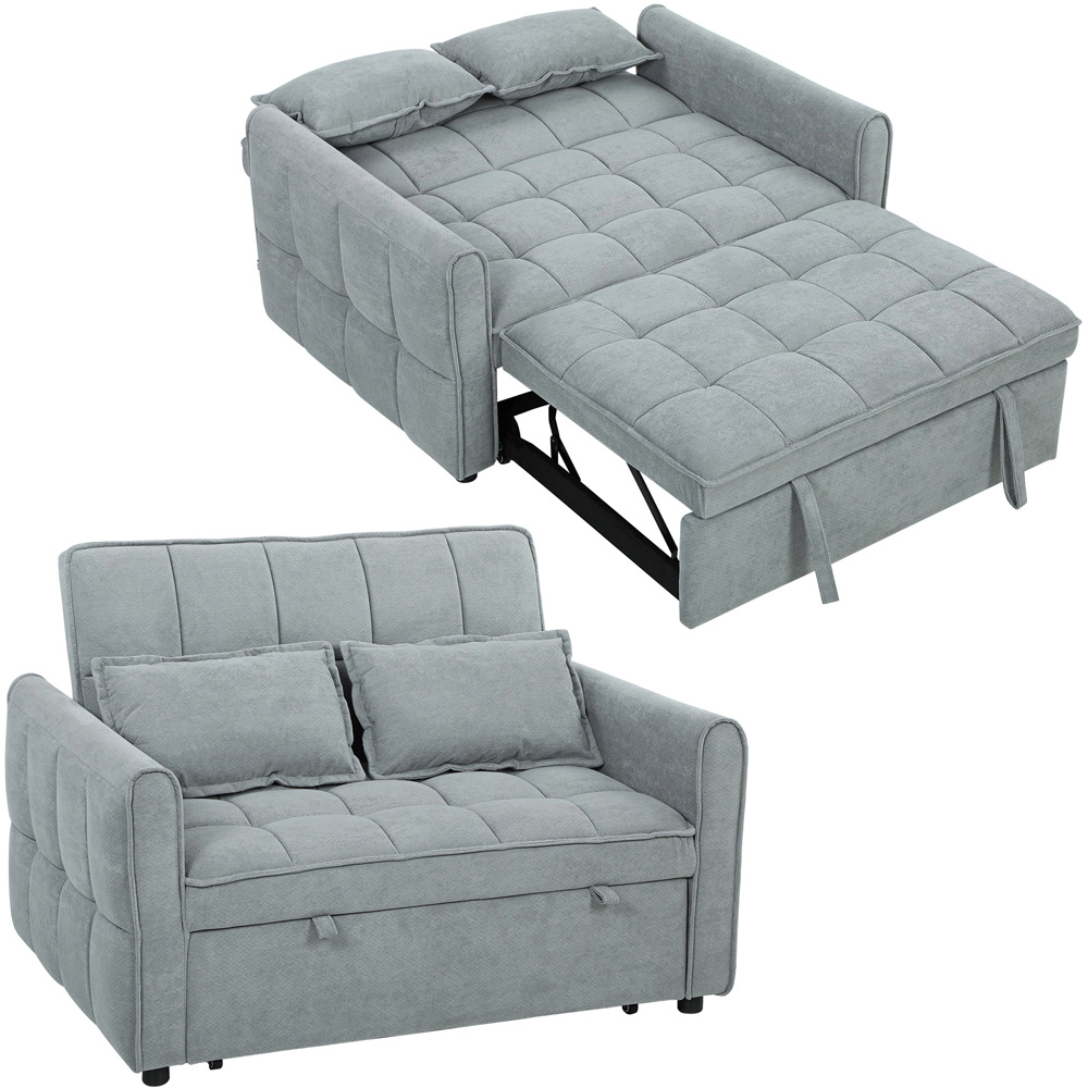 Portland 2 Seater Grey Pull Out Sofa Bed with Adjustable Backrest Image 2