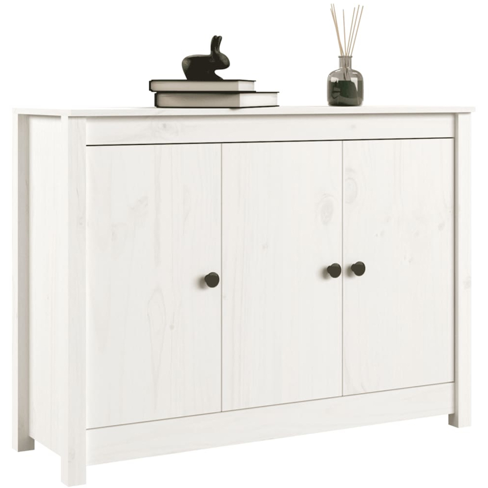 vidaXL 3 Door White Solid Pine Wood Sideboard Image 4