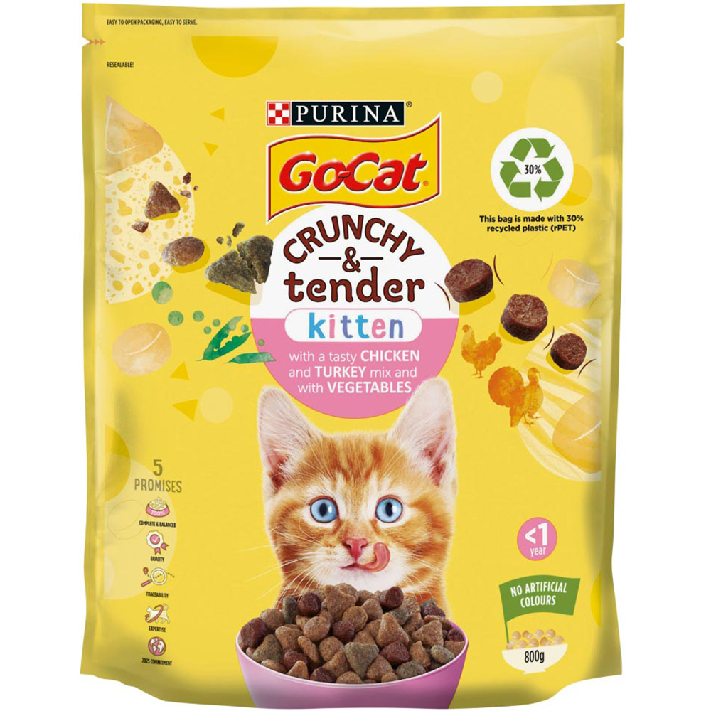 Go-Cat Crunchy & Tender Kitten Dry Cat Food Chicken & Veg 800g Image 1