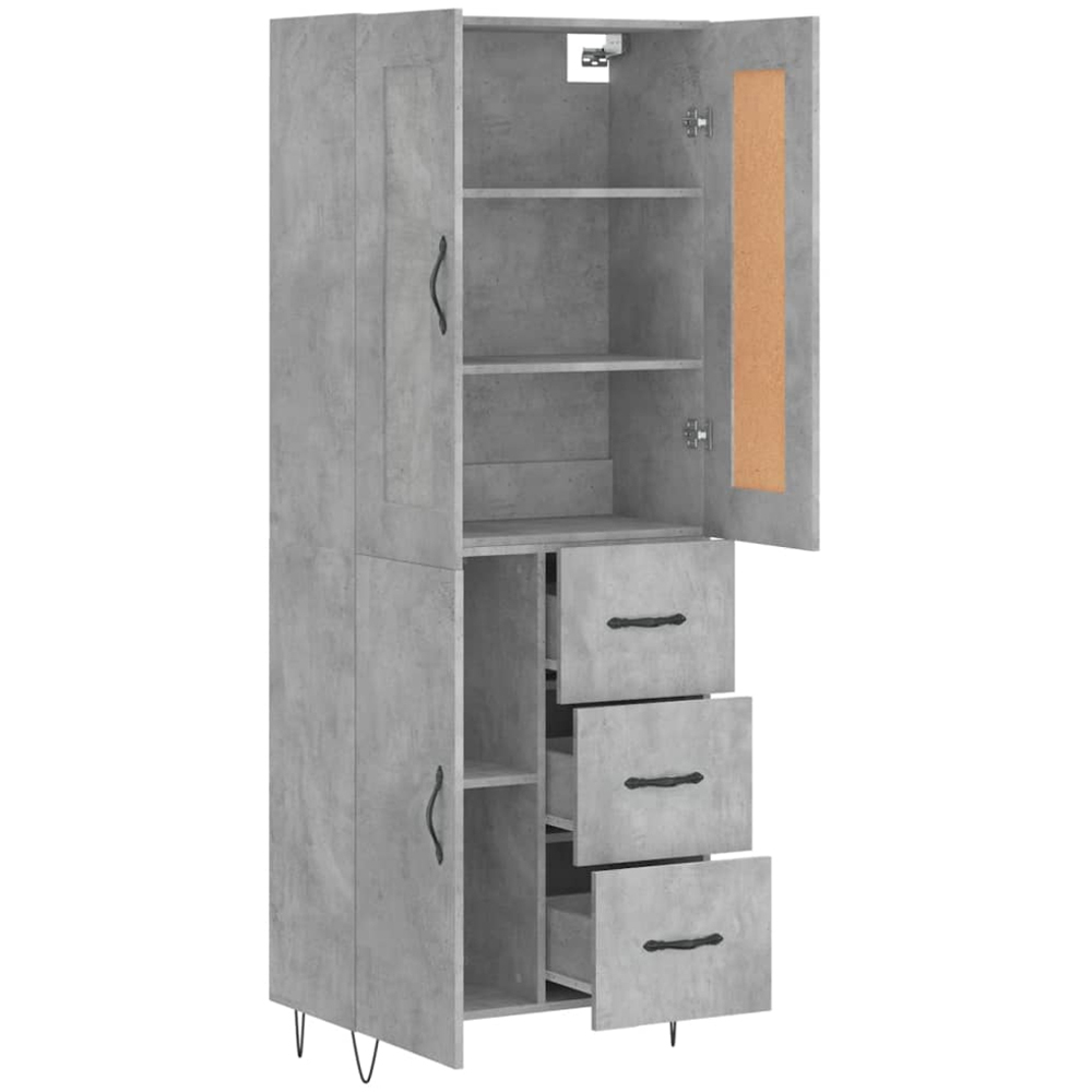 vidaXL 3 Door 3 Drawer Concrete Grey Highboard Image 4