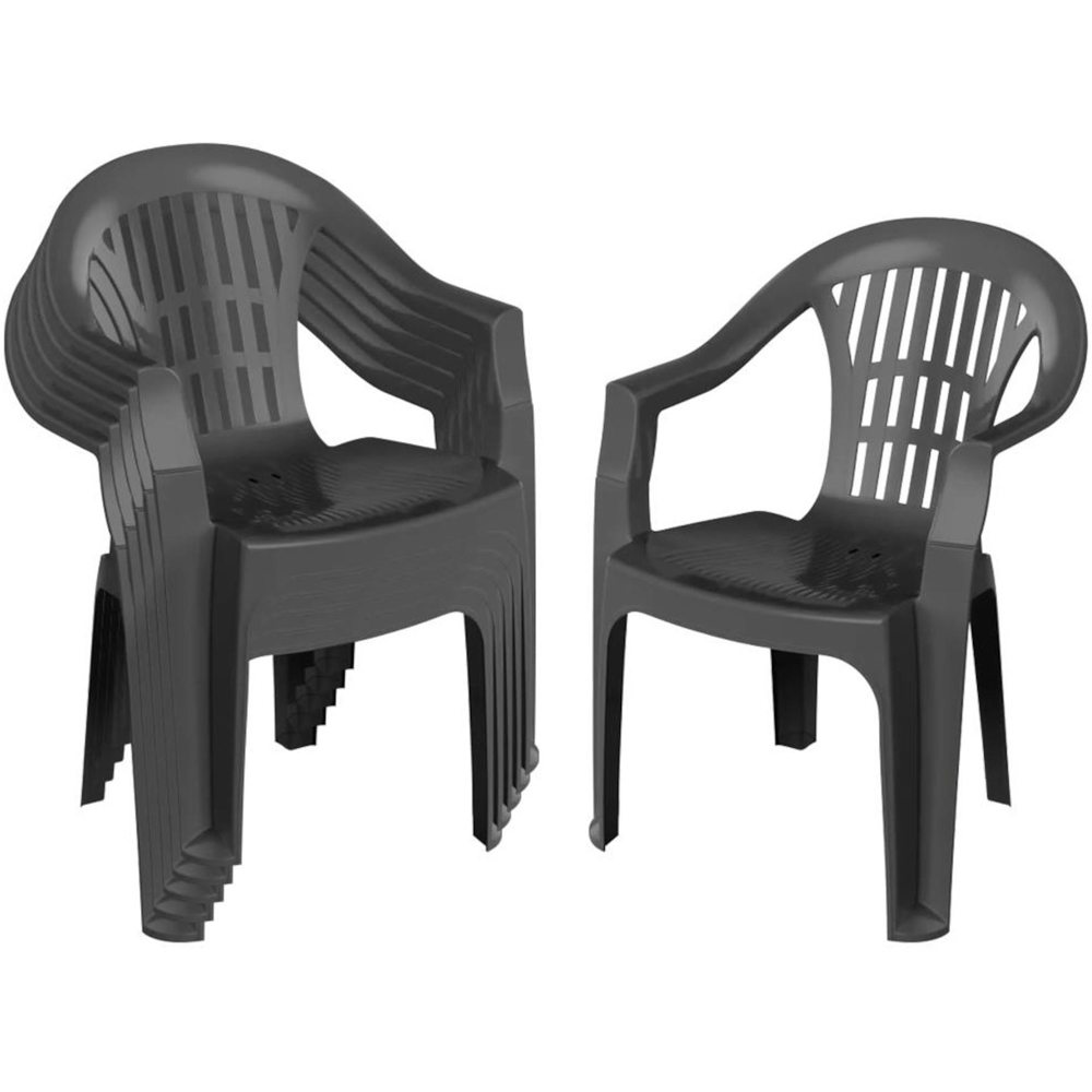 Harbour Housewares Milas Set of 6 Anthracite Garden Dining Chair Image 2