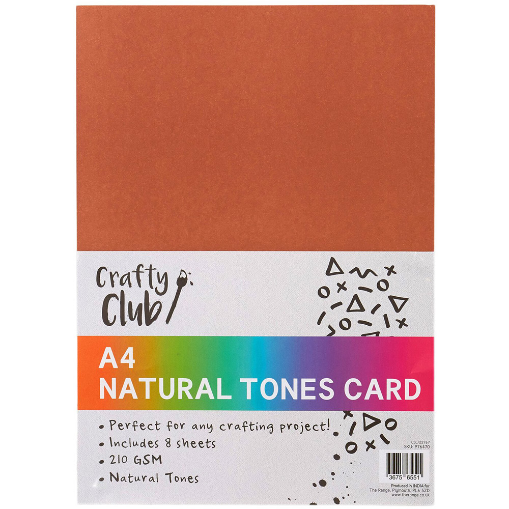 Crafty Club Pack of 8 A4 Natural Tone Card - Natural Image 5
