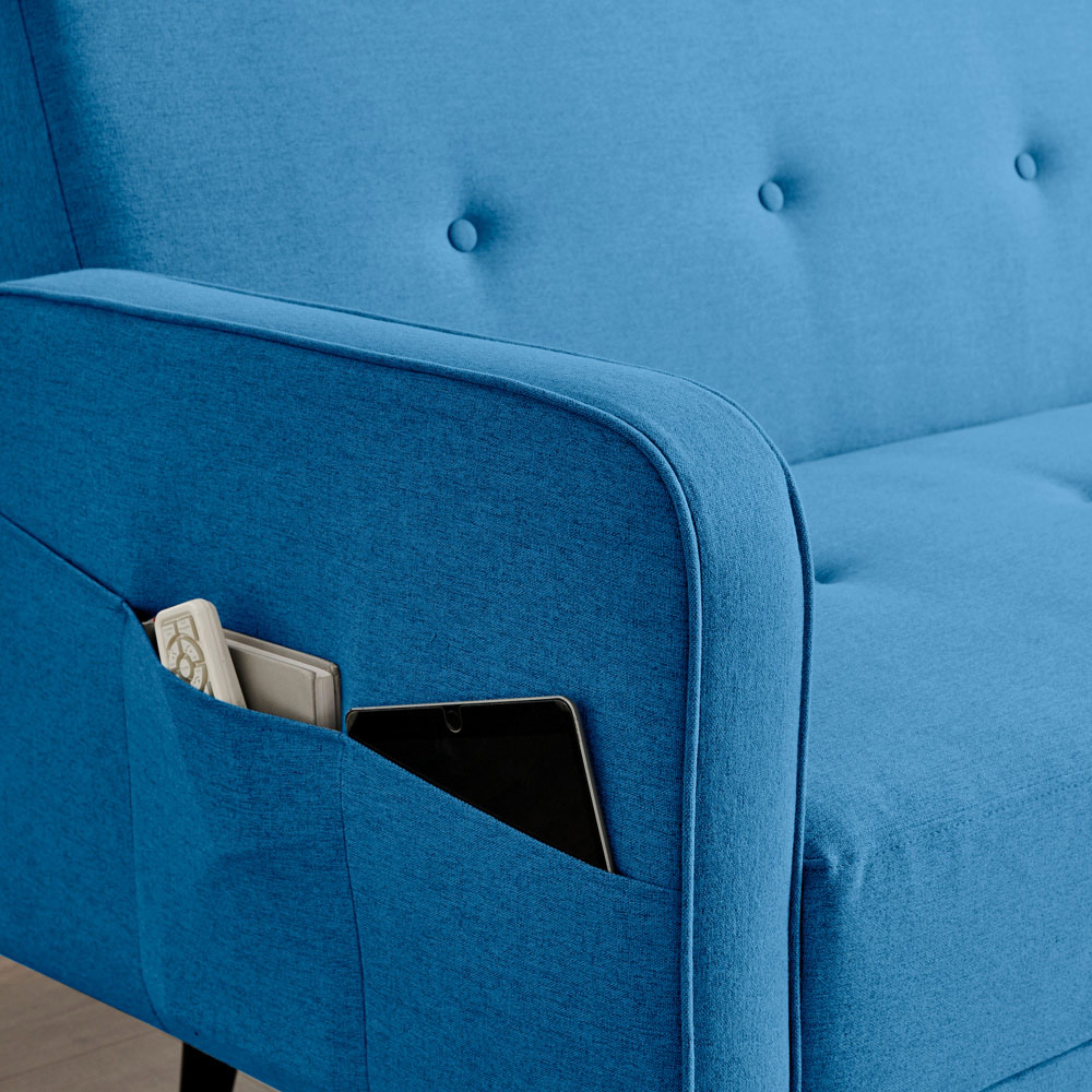 Furniturebox Oliver 3 Seater Blue Left Hand Sofa Bed Image 2