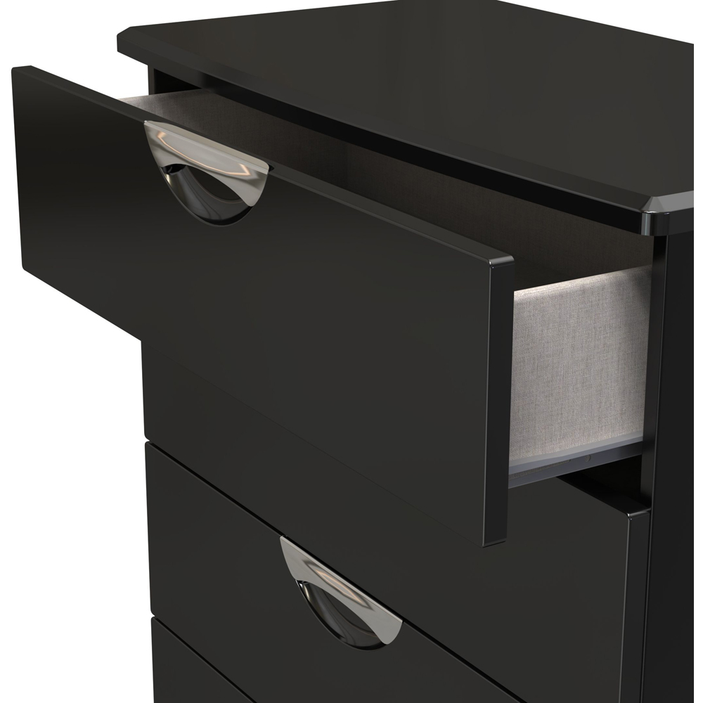 Crowndale Camden 5 Drawer Black Gloss and Black Chest of Drawers Ready Assembled Image 5