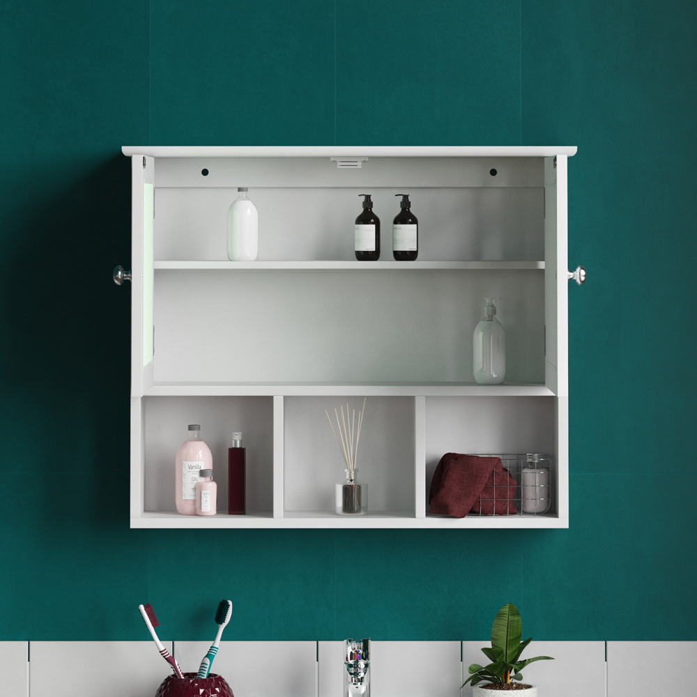 Lassic Bath Vida Priano White 2 Door Mirror Bathroom Cabinet Image 6