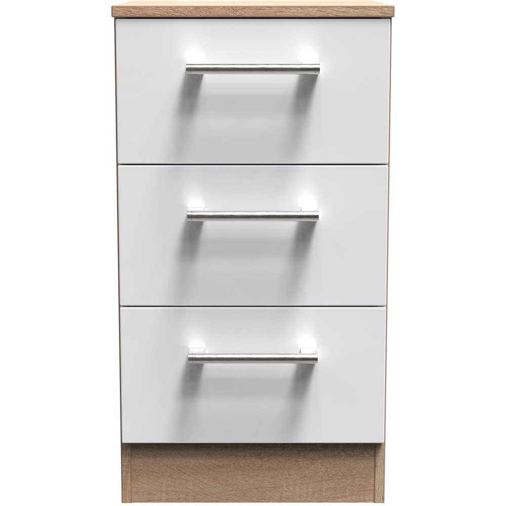 Crowndale Devon 3 Piece White Matt and Oak Bedroom Furniture Set Image 3