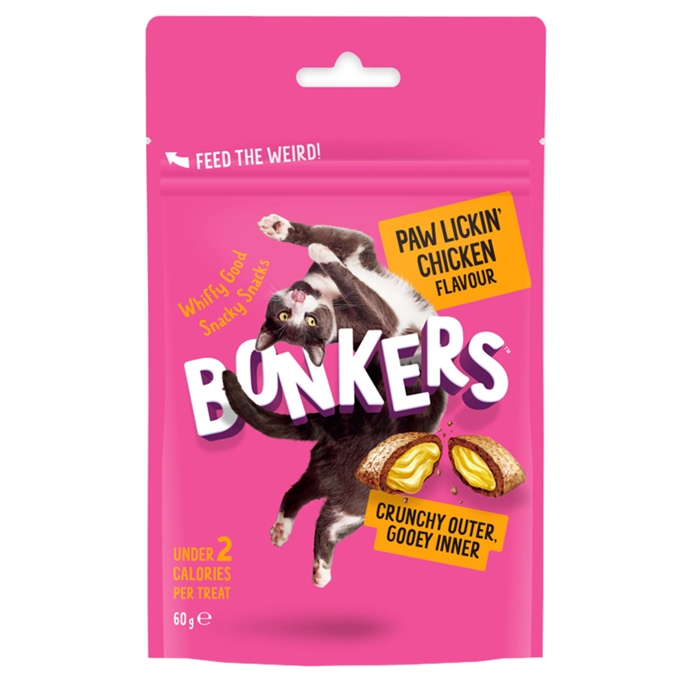 Bonkers Paw Lickin Chicken Flavour Cat Treats 60g Image 1