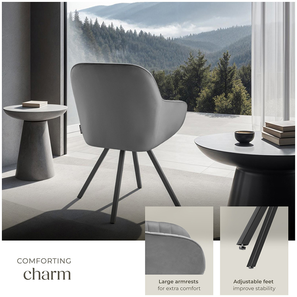 tectake Grey Velvet Swivel Armchair Image 8