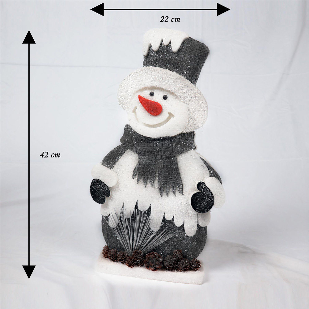 Shatchi Grey Snowman Glitter Foam Figurine Christmas Decoration 42cm Image 3