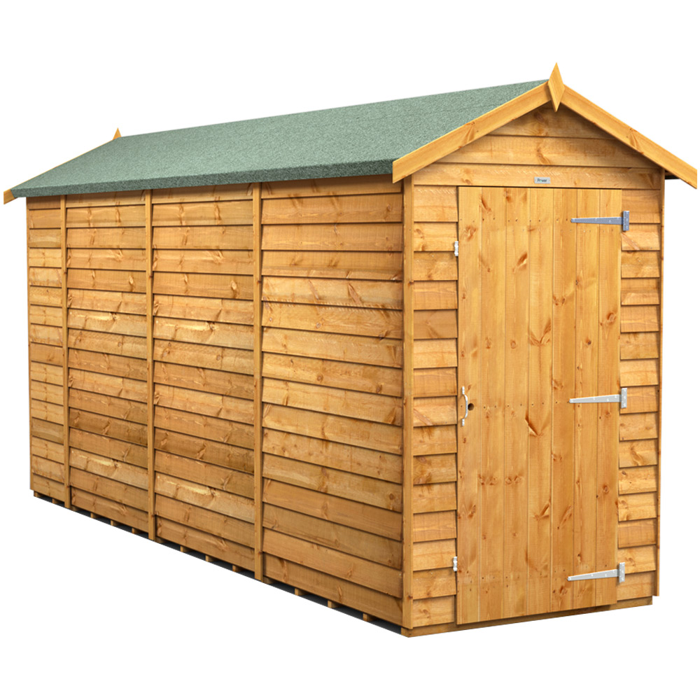 Power 14 x 4ft Overlap Apex Windowless Garden Shed Image 1
