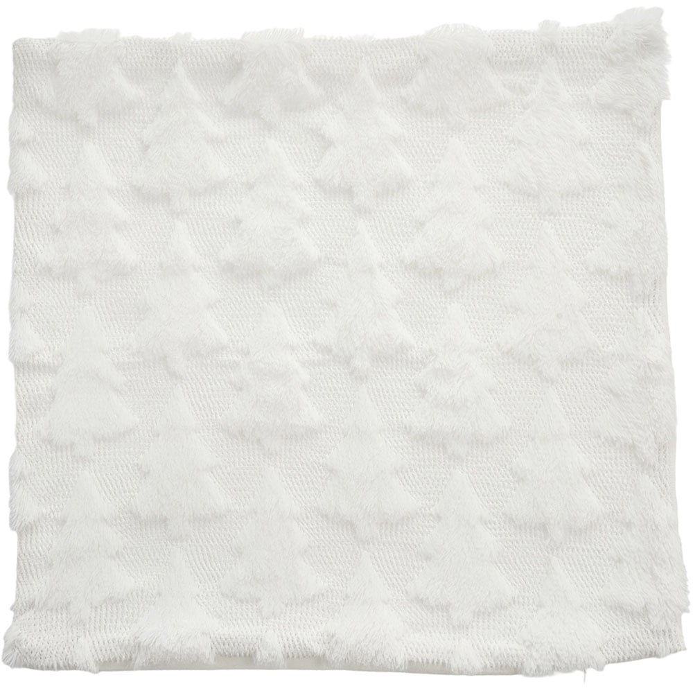 Living and Home White 3D Christmas Tree Soft Plush Cushion Cover 45 x 45cm Image 5