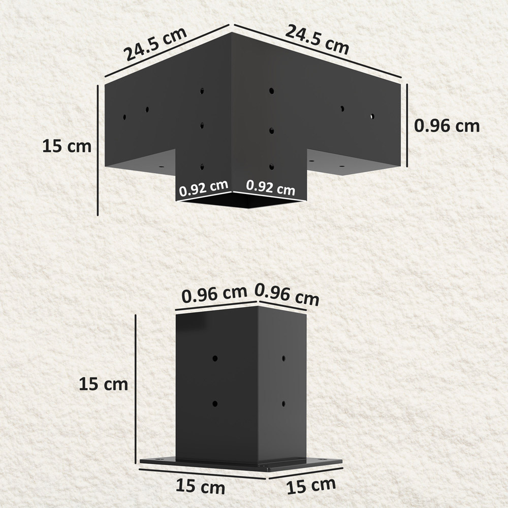 Outsunny Pergola Kit with 3 Way Corner Brackets and Post Base Image 8