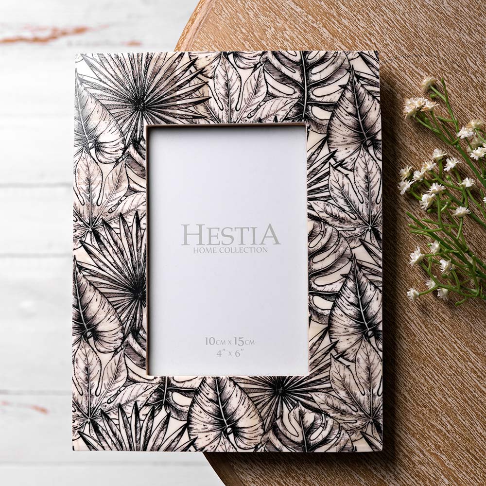 Hestia Foliage Print White Bone Photo Frame 4 x 6inch Image 2