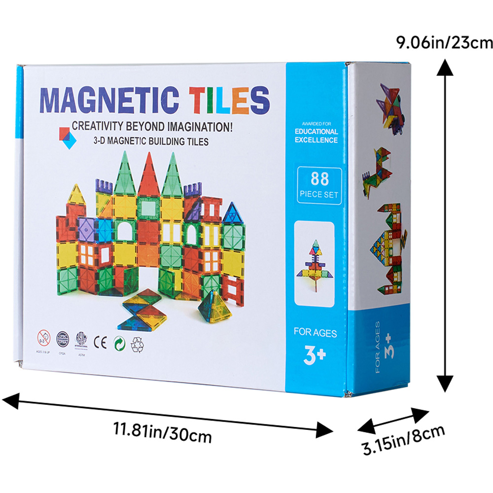 H&O Direct Kids 88 Piece 3D Magnetic Tiles Building Block Toy Set Image 6