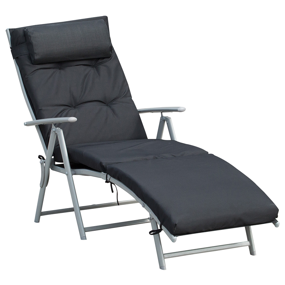 Outsunny Black Padded Sun Lounger Image 2