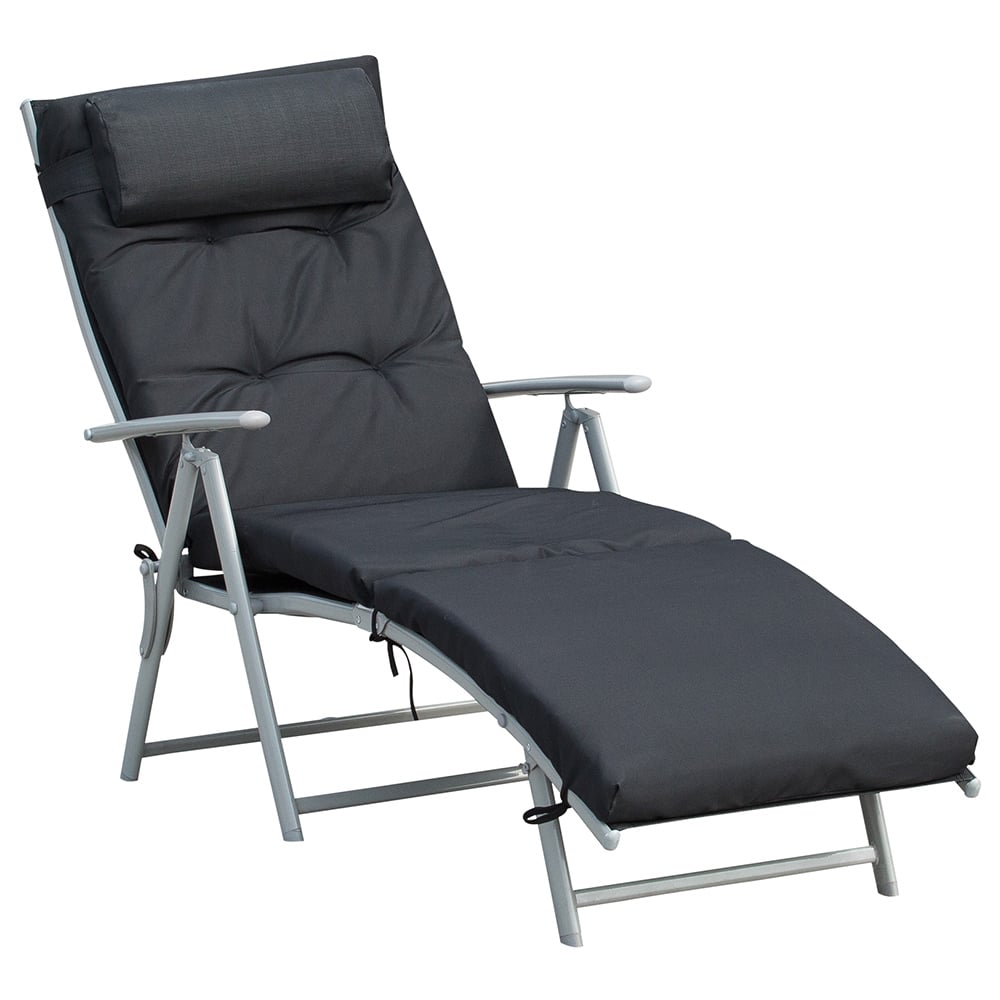 Outsunny Sun Lounger Recliner Black Image 2