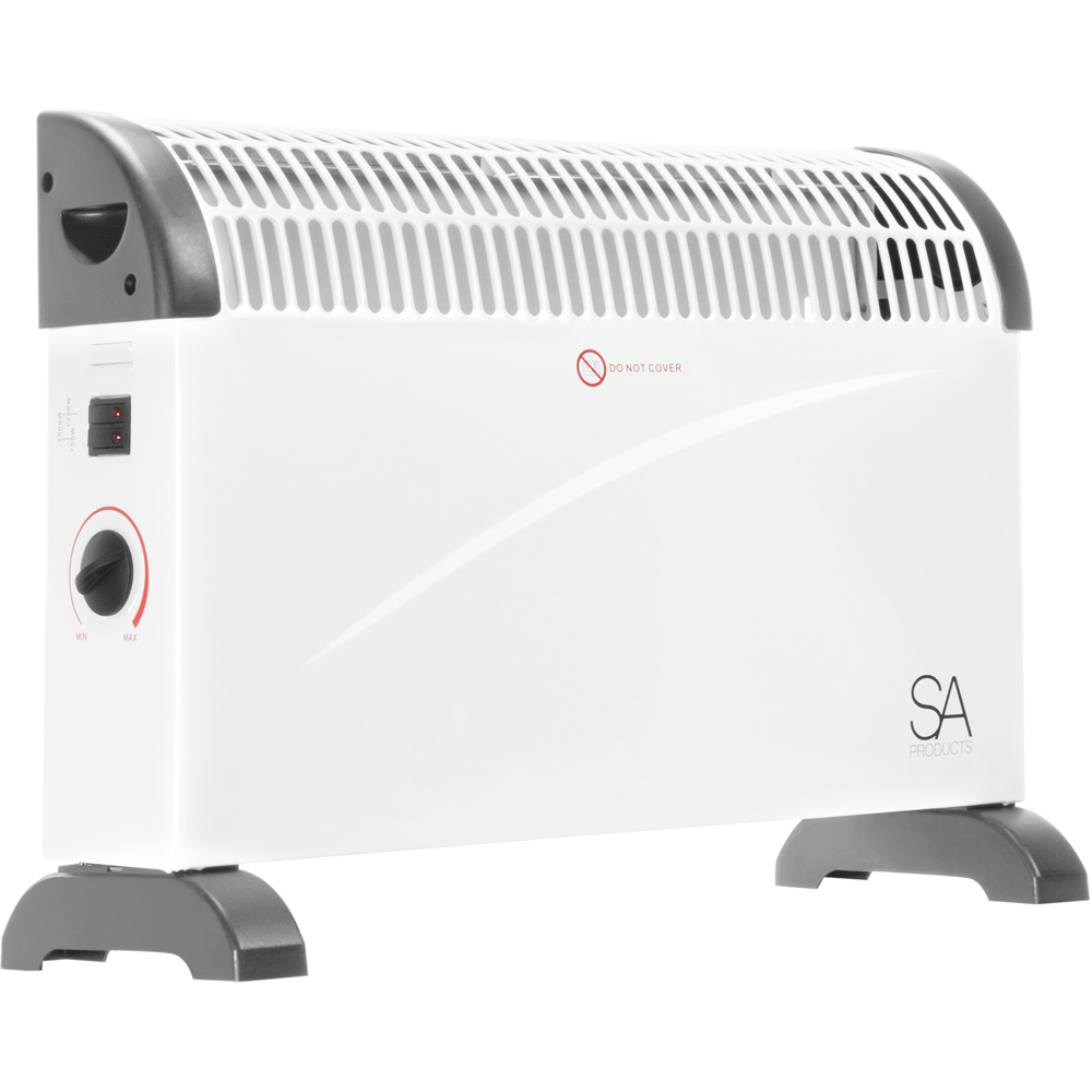 White and Grey Electric Convector Radiator with 3 Heat Settings Image 1