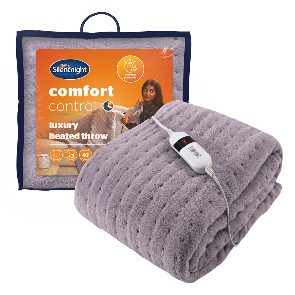Silentnight Comfort Control Grey Electric Blanket 120 x 160cm Image 1