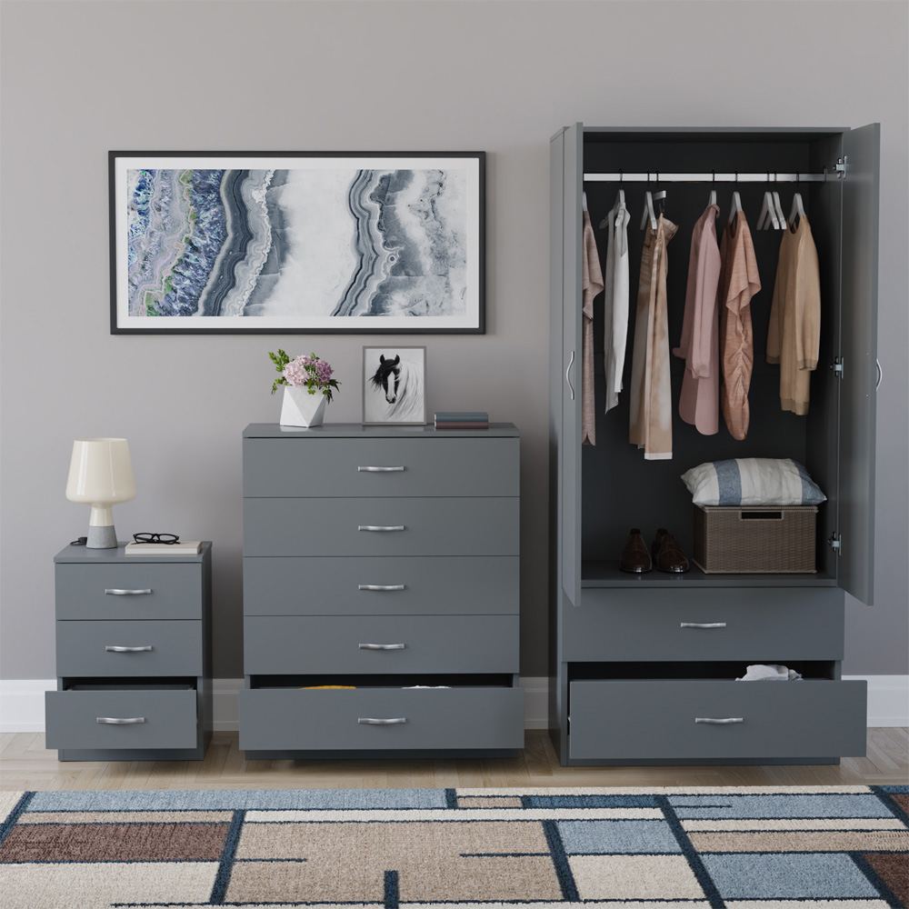 VIDA DESIGNS Riano Grey 3 Piece Bedroom Furniture Set Image 3