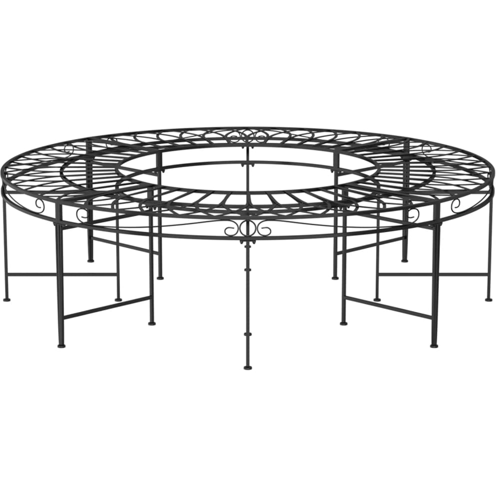 vidaXL Black Steel Round Tree Bench Image 3