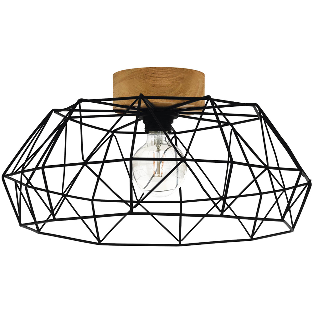 EGLO Padstow Black and Wood Ceiling Light Image 1