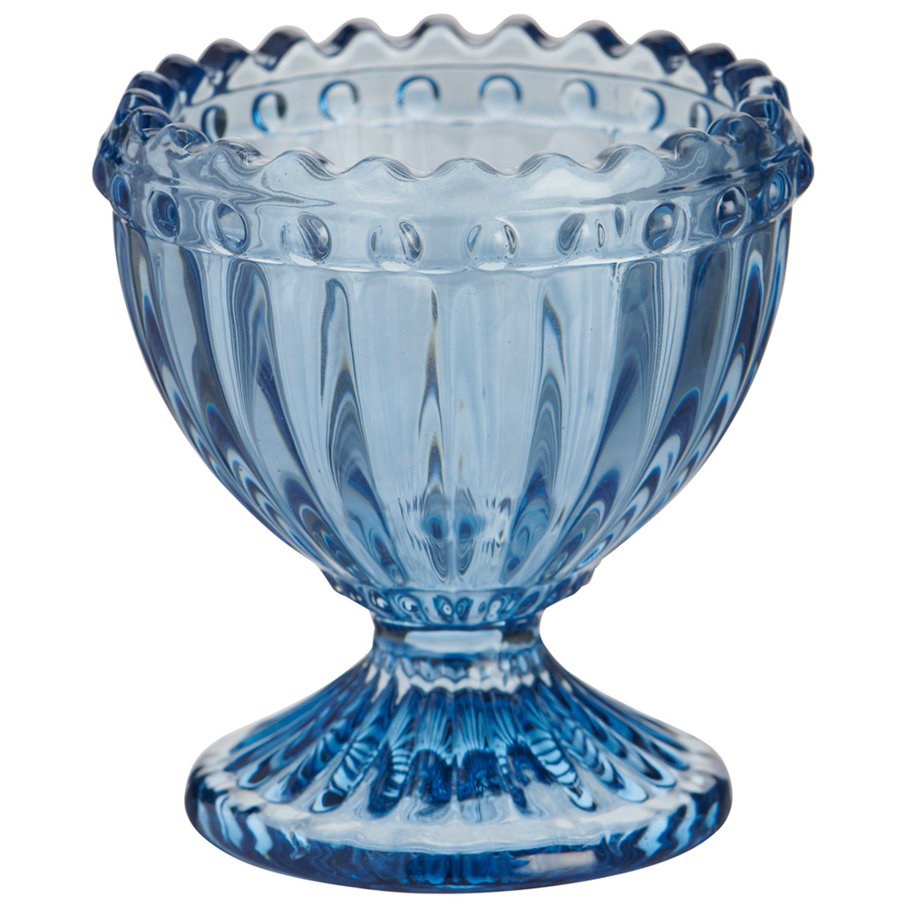 Wilko Embossed Glass Egg Cup Blue Image 1