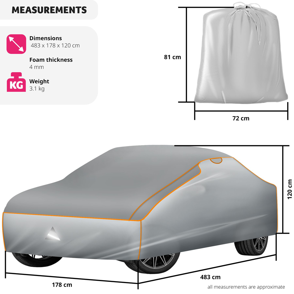 tectake Waterproof Car Cover 483 x 178 x 120cm Image 9