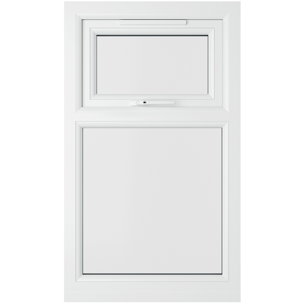 Crystal uPVC Triple Glazed Window Top Hung Over Fixed Light Grey White Clear Glass 610x1040mm Image 2